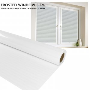 48" x 36" Frosted Window Film Static Cling Decorative Glass Film UV Protection Window Privacy Film Non Adhesive Window Cling for Home Office Meeting Room, Frosted Stripe Patterns