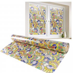 48"x36" Window Film Stained irregular graphics Glass Sticker Anti UV Decals Non Adhesive Home Decoration