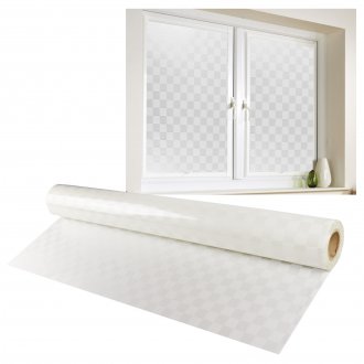 252"L x 36"W Mosaic Style Window Privacy Film White Grid Sticker Non Adhesive Removable Static Cling