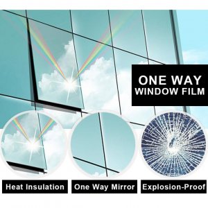 Window Tint One Way Mirror Film UV block window films Heat Reflective Building Commercial Solar Office home apartment residence 60"x612"