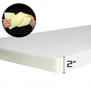 2" Thick x 29" x 80" White Upholstery Seat Cushion Firm Rubber Foam Sheet Cushion Replacement Sheet-Great For Boat Seats Benches
