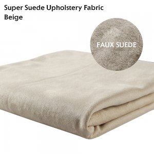 Premium Beige 60" x 144" Faux Suede Upholstery Fabric w Backing Car Van Camper Home & Furnishing