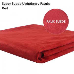 Red Soft Faux Suede Upholstery Fabric Furniture Repair Sofas, Cushions Headlining Seating 60" x 36"